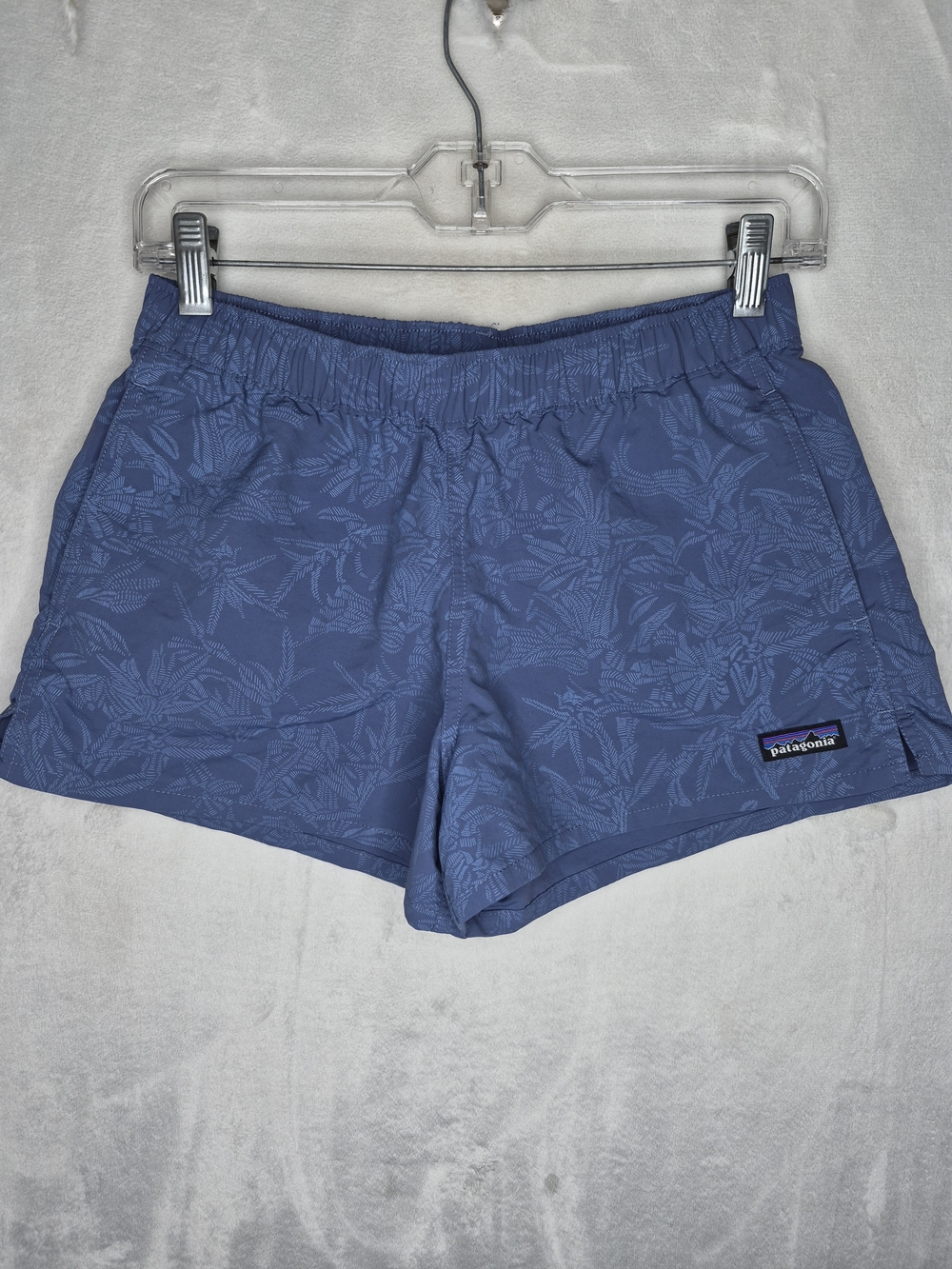 Patagonia Womens Floral Print Athletic Shorts Blue XS
